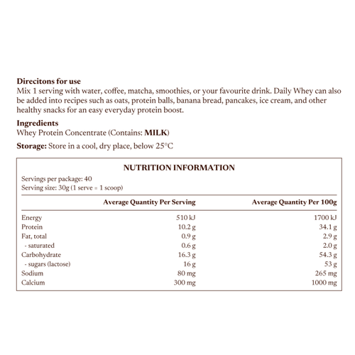 DAILY WHEY | Milky Whey Protein Concentrate 1.2KG
